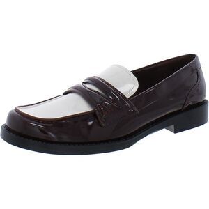 Franco Sarto Womens Lillian Brown Patent Slip on Flat Loafers New